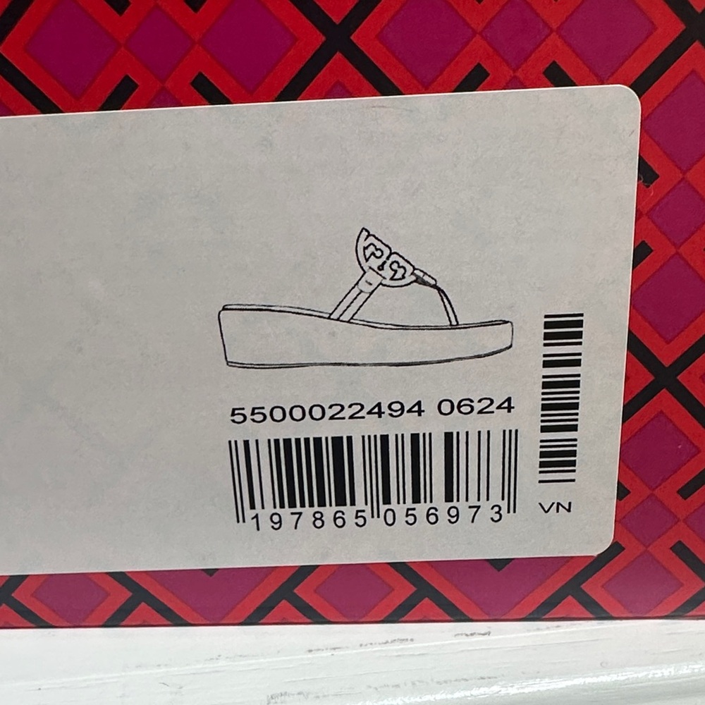 Wore 2hours! Like New/In box! Tory Burch metallic Silver Wedge sandals. - Picture 10 of 12
